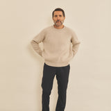 Cashmere sweater men beige color - look view | Sarah | Linnea Lund