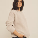 Ribbed beige women cashmere sweater - side view | Edward | Linnea Lund