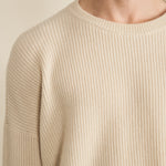 Ribbed white men cashmere sweater - focus fabric | Edward | Linnea Lund