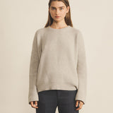 Ribbed grey women cashmere sweater - front view | Edward | Linnea Lund