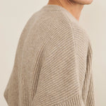 cashmere sweater men beige oversized long-sleeved ribbed - focus fabric view | Edward | Linnea Lund