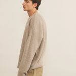 cashmere sweater men beige oversized long-sleeved ribbed - side view | Edward | Linnea Lund