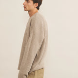 cashmere sweater men beige oversized long-sleeved ribbed - side view | Edward | Linnea Lund
