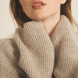 Ribbed beige women cashmere sweater - focus | Edward | Linnea Lund
