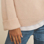 Ribbed pink women cashmere sweater - focus view | Edward | Linnea Lund