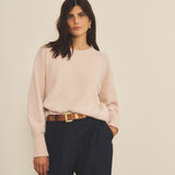 Cashmere sweater women soft pink color - front view | Sarah | Linnea Lund