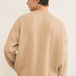 Ribbed sand men cashmere sweater - back view | Edward | Linnea Lund