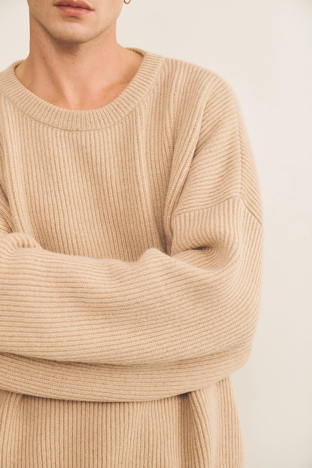 Ribbed men cashmere sweater - focus fabric | Edward | Linnea Lund