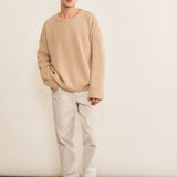 Ribbed beige men cashmere sweater - look | Edward | Linnea Lund