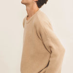 Ribbed beige men cashmere sweater - side view | Edward | Linnea Lund