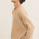 Ribbed beige men cashmere sweater - side view | Edward | Linnea Lund