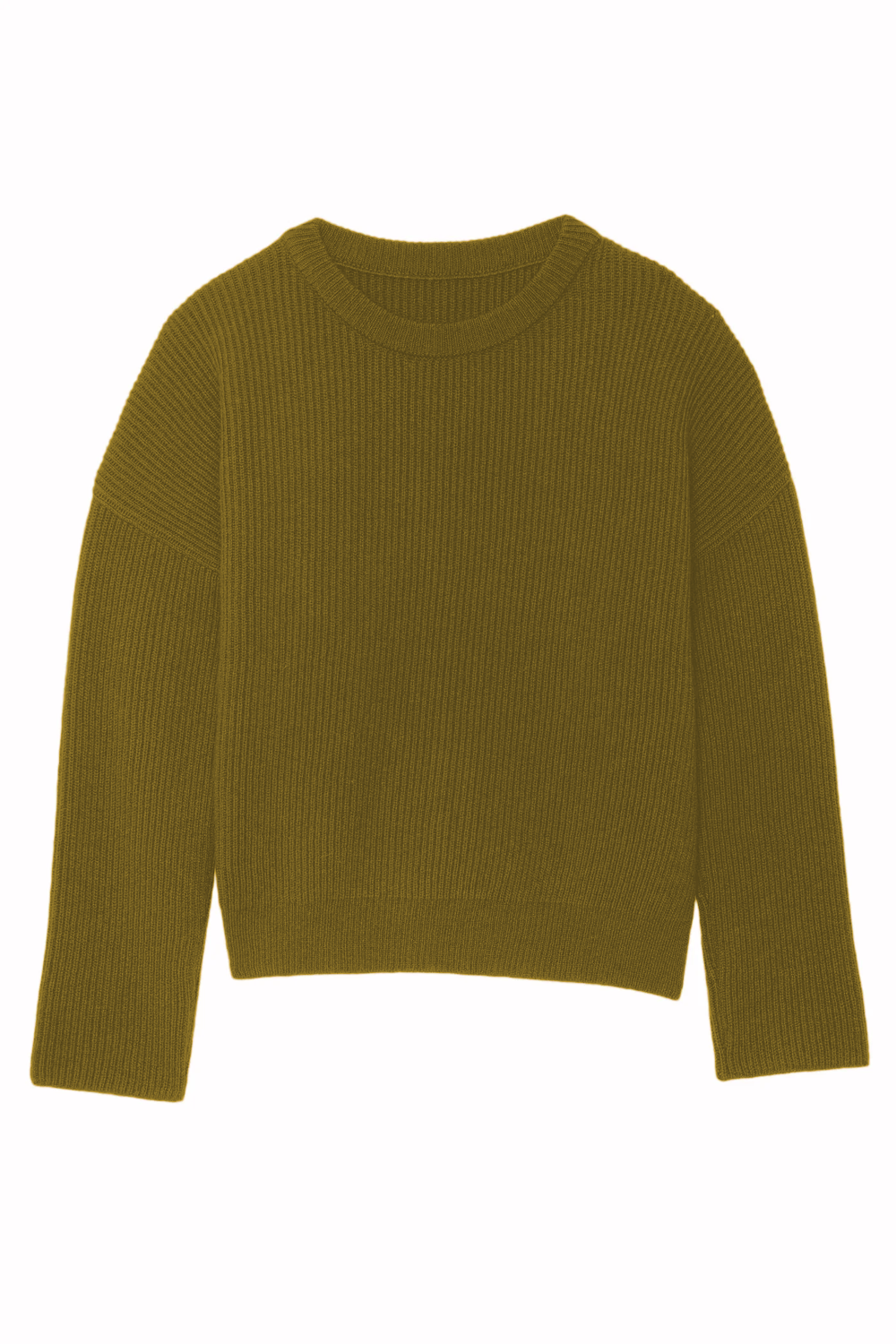 Ribbed ocher green men cashmere sweater - packshot | Edward | Linnea Lund