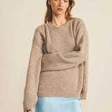 cashmere sweater women beige oversized long-sleeved ribbed - front view | Edward | Linnea Lund