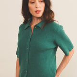 Cashmere polo women green - front view | Elise | Linnea Lund