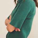 Cashmere polo women green - side view | Elise | Linnea Lund