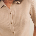 Cashmere polo women beige - focus fabric | Elise | Linnea Lund