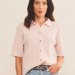Cashmere polo women light pink - front view | Elise | Linnea Lund