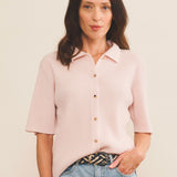 Cashmere polo women light pink - front view | Elise | Linnea Lund