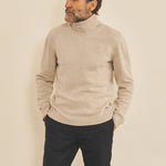 Beige men cashmere sweater - front view | Edward | Linnea Lund