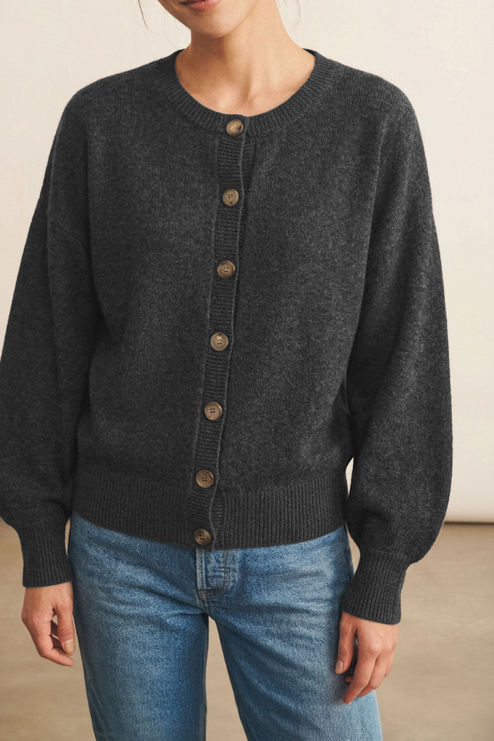 Cashmere cardigan women dark grey | Gabriella | Linnea Lund