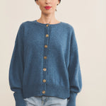 Cashmere cardigan women blue - front view | Gabriella | Linnea Lund