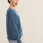 Cashmere cardigan women blue - side view | Gabriella | Linnea Lund