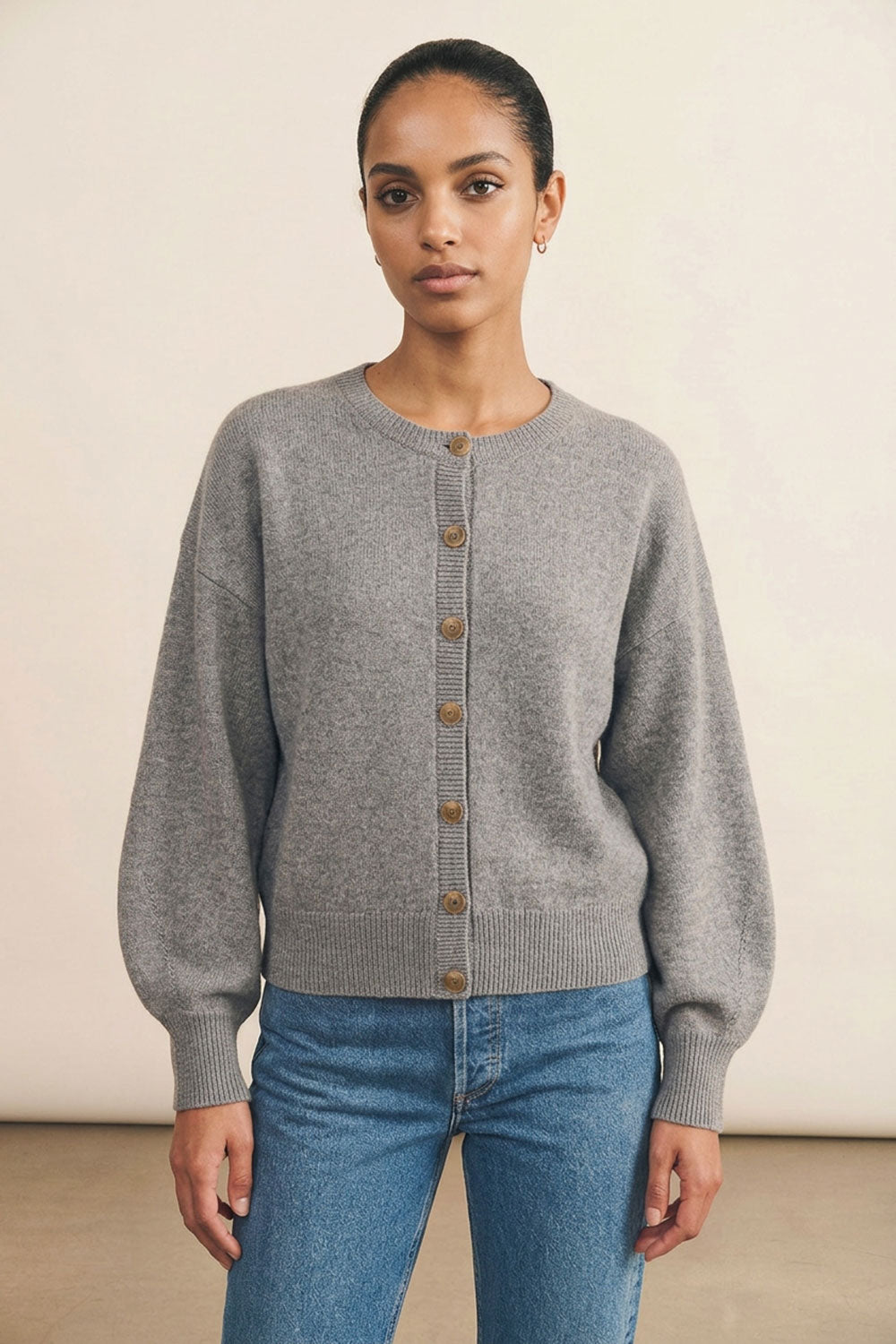 Oversized thick grey cashmere cardigan | Gabriella | Linnea Lund