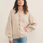 Cashmere cardigan women beige - front view | Gabriella | Linnea Lund