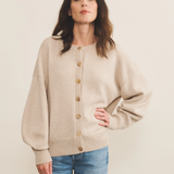 Cashmere cardigan women beige - front view | Gabriella | Linnea Lund
