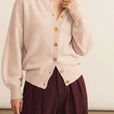Oversized thick powder pink cashmere cardigan | Gabriella | Linnea Lund