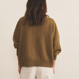 Cashmere cardigan women ocher green - back view | Gabriella | Linnea Lund