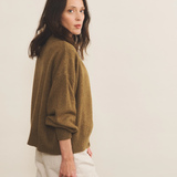 Cashmere cardigan women ocher green - side view | Gabriella | Linnea Lund