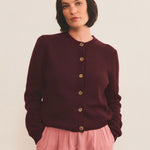 Burgundy women cashmere cardigan - front view | Greta | Linnea Lund