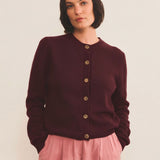 Burgundy women cashmere cardigan - front view | Greta | Linnea Lund