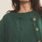Green women cashmere cardigan - focus view | Greta | Linnea Lund