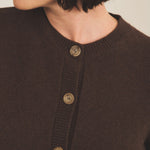 Brown cashmere cardigan for women - focus view | Greta | Linnea Lund