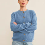Baby blue women cashmere cardigan - front view | Greta | Linnea Lund