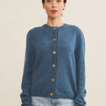 Blue women cashmere cardigan - front view | Greta | Linnea Lund