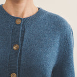 Blue women cashmere cardigan - focus view | Greta | Linnea Lund