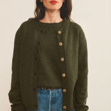 Khaki women cashmere cardigan - front view | Greta | Linnea Lund