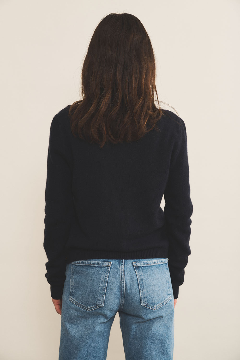 Midnight blue women cashmere cardigan - back view | Greta | Linnea Lund