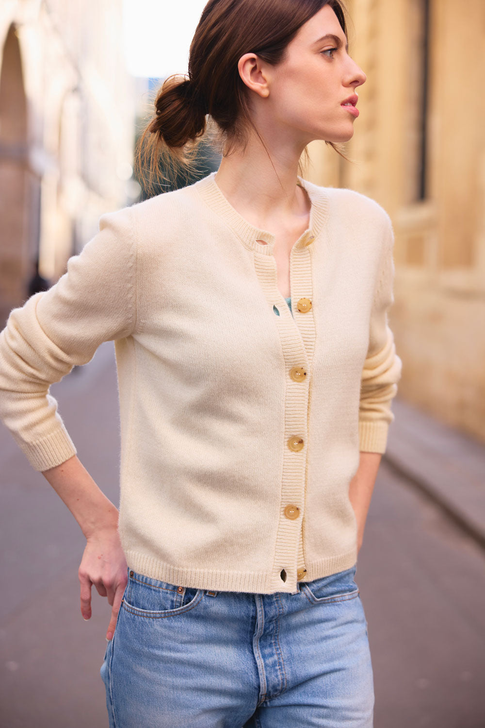 White women cashmere cardigan - front view | Greta | Linnea Lund 