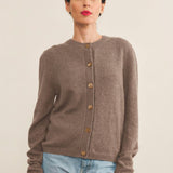 Taupe women cashmere cardigan - front view | Greta | Linnea Lund