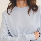 Baby blue light women cashmere sweater - focus view | Harald | Linnea Lund
