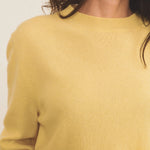 Yellow light women cashmere sweater - focus view | Harald | Linnea Lund