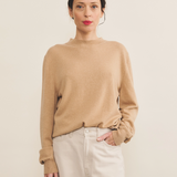 Camel light women cashmere sweater - front view | Harald | Linnea Lund