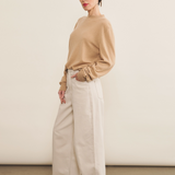 Camel light women cashmere sweater - side view | Harald | Linnea Lund