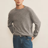 Grey light men cashmere sweater - front view | Harald | Linnea Lund