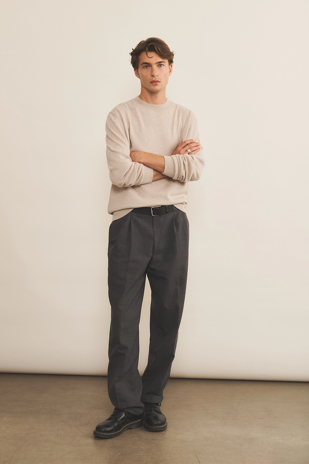 Cream light men cashmere sweater - look | Harald | Linnea Lund