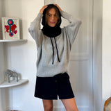 Midnight blue cashmere balaclava with diamond pattern look | Marine | Linnea Lund